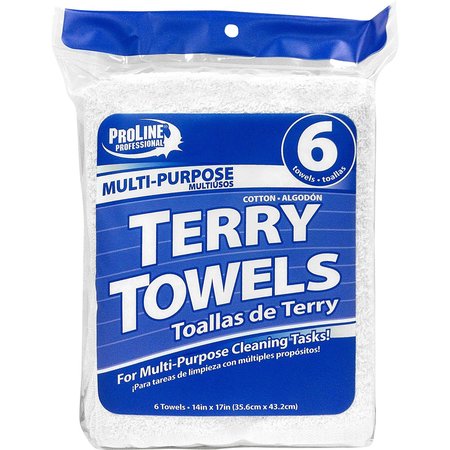 PROLINE Cotton Terry Towels 14 in. W X 17 in. L 6 pk, 6PK T-99760